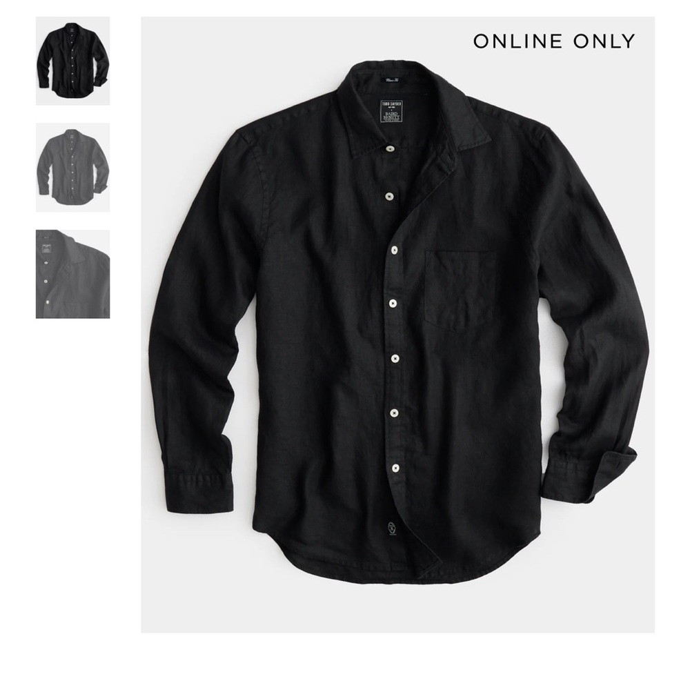 Todd Snyder Black Linen Casual Button Down Shirt